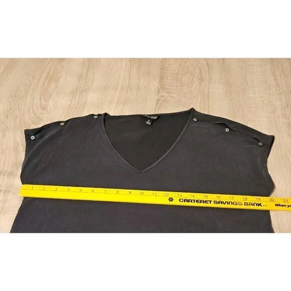 Lucky Brand Womens Size S Dark Blue Short Sleeve Vneck Top Shirt Blouse Buttons - Picture 6 of 6